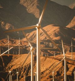 Mountains Based Renewable Energy Power Plant. Wind Energy. Coachella Valley, California, United States of America.